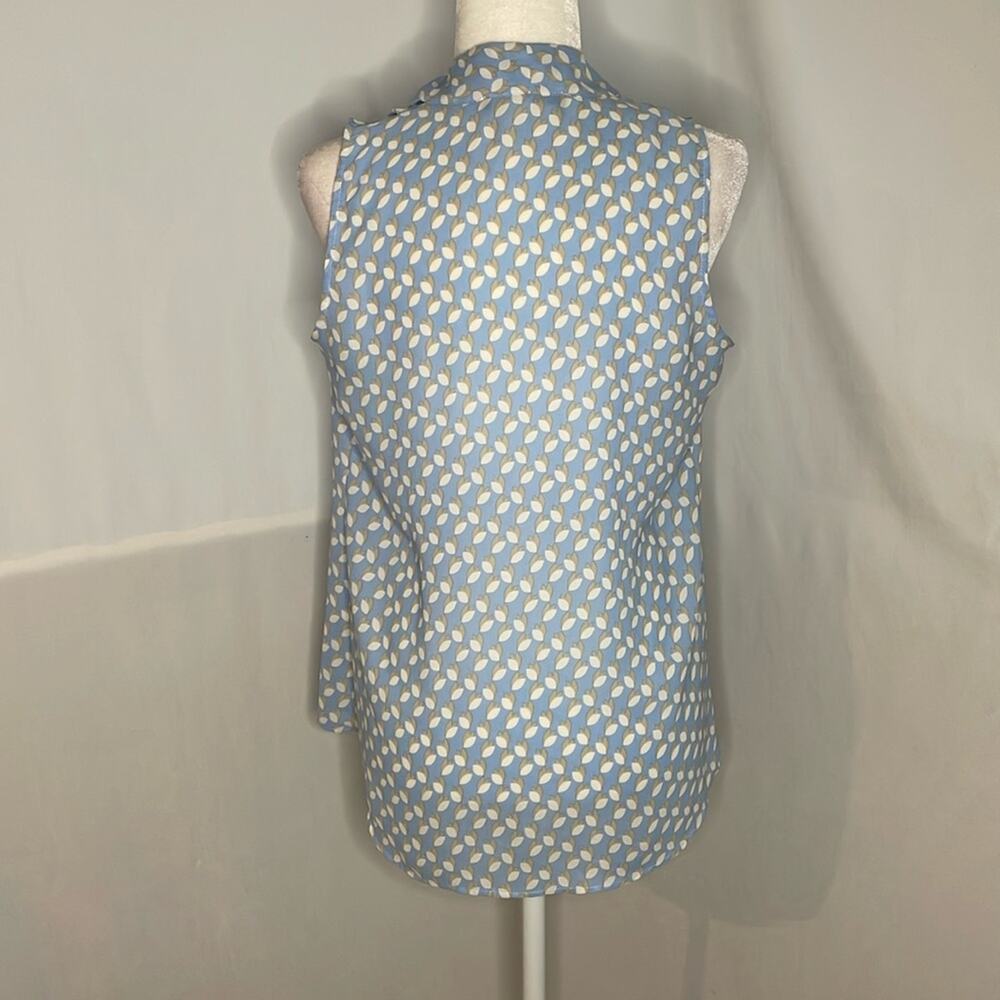 Rose and olive blue white and tan printed tank top - Picture 2 of 6
